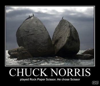 Chuck Norris Played Rock Paper Scissor - He Chose Scissor.jpg