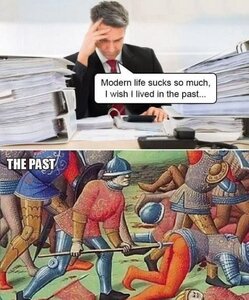 funny-meme-about-wanting-to-live-in-the-past-but-the-past-sucks-medieval-art-spear-in-a-guys-butt.jpeg